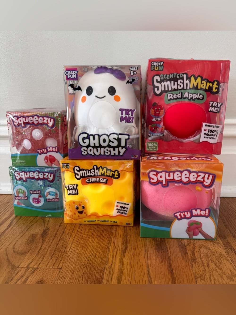 Set Of 6 - Crazy Fun Smushmart & Squeeezy Squishys - Viral TikTok Ghost- NEW